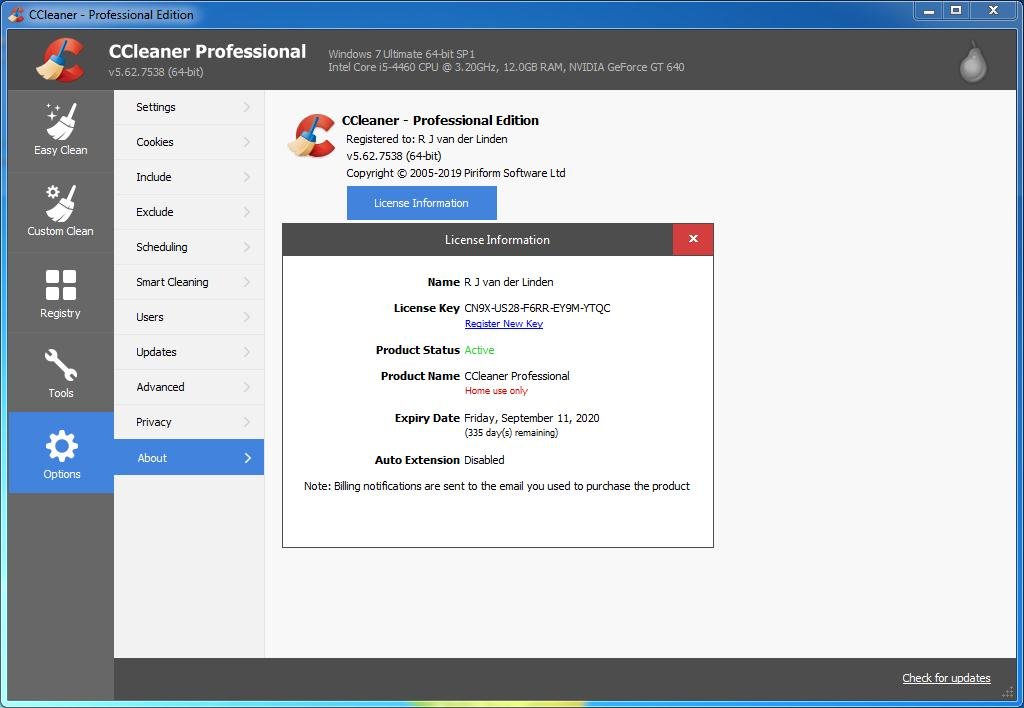 ccleaner pro name and license key