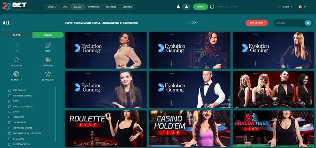 Game casino hấp dẫn trên 22Bet