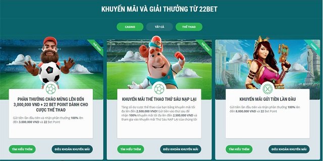 22Bet đưa vào nhiều khuyến mãi khủng